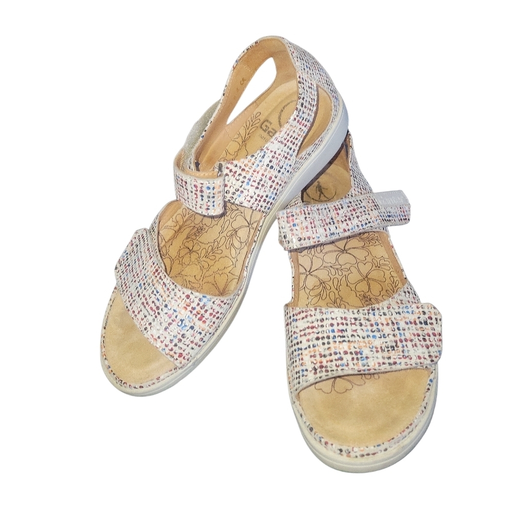 Ganter Women's Open Toe Velcro Fastener Leather Multicolor Sandals 37 - Picture 3 of 9